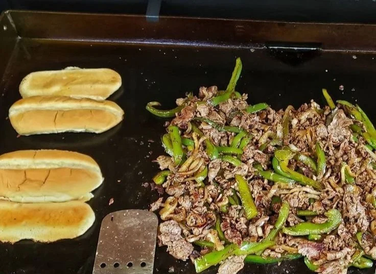 Delicious Authentic Blackstone Philly Cheesesteak ready to be served.