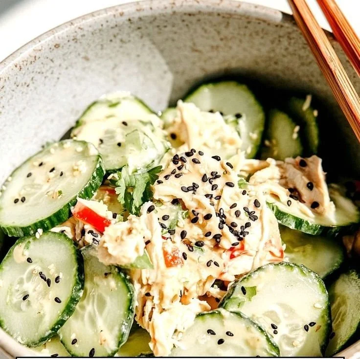California Roll Cucumber Salad featuring fresh cucumbers and sushi ingredients