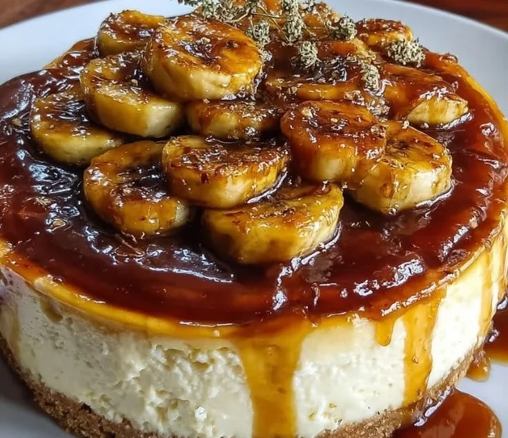 Caramelized Banana Cheesecake Rum Glaze