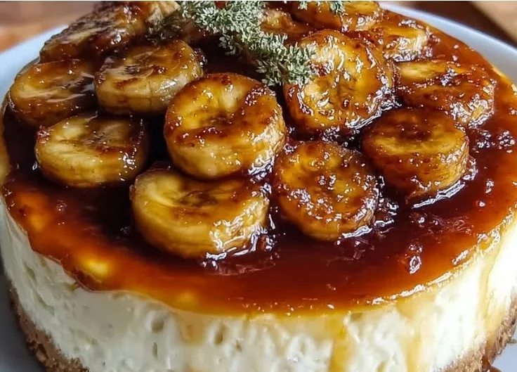 Caramelized Banana Cheesecake Rum Glaze