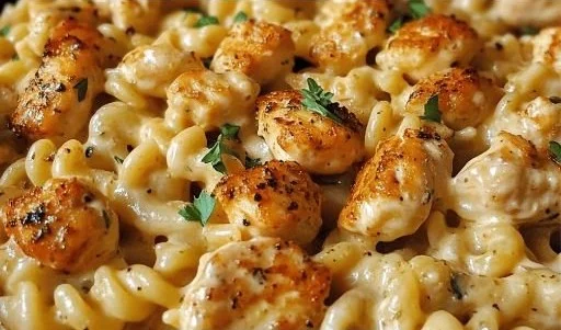 Cheesy Cajun Garlic Chicken Rotini Skillet