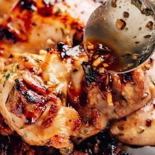 Delicious chicken marinated in honey and soy sauce ready for grilling