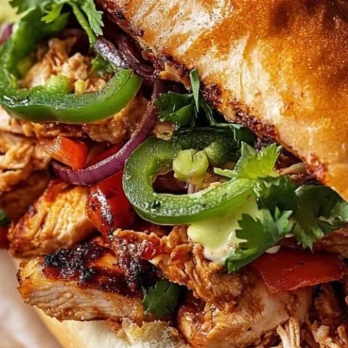 Delicious Chicken Torta Sandwich loaded with fresh ingredients and flavors.