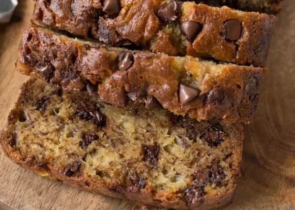 Delicious Chocolate Chip Banana Bread with slices showing melted chocolate chips