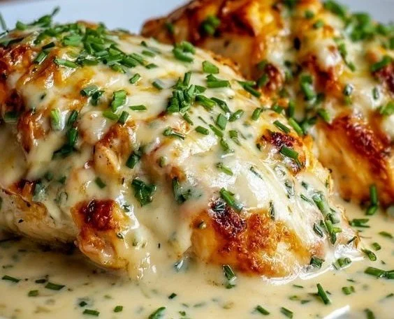 Delicious forgotten chicken dish garnished with herbs and spices