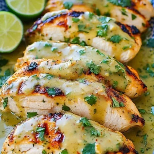 Grilled Salsa Verde Chicken topped with Pepper Jack cheese