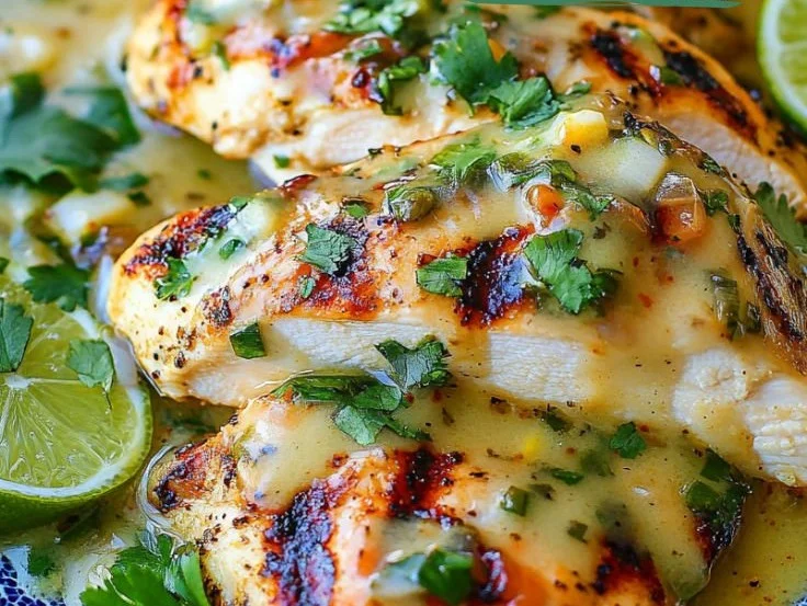 Grilled Salsa Verde Pepper Jack Chicken