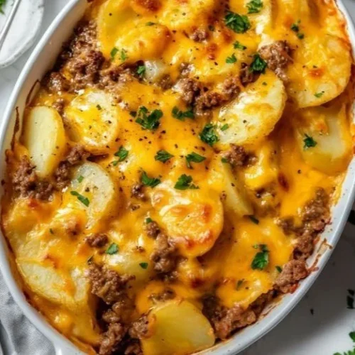Delicious Hobo Casserole made with ground beef and fresh vegetables