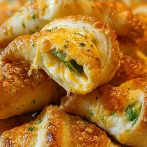 Jalapeño popper cheese-stuffed crescent bites on a plate