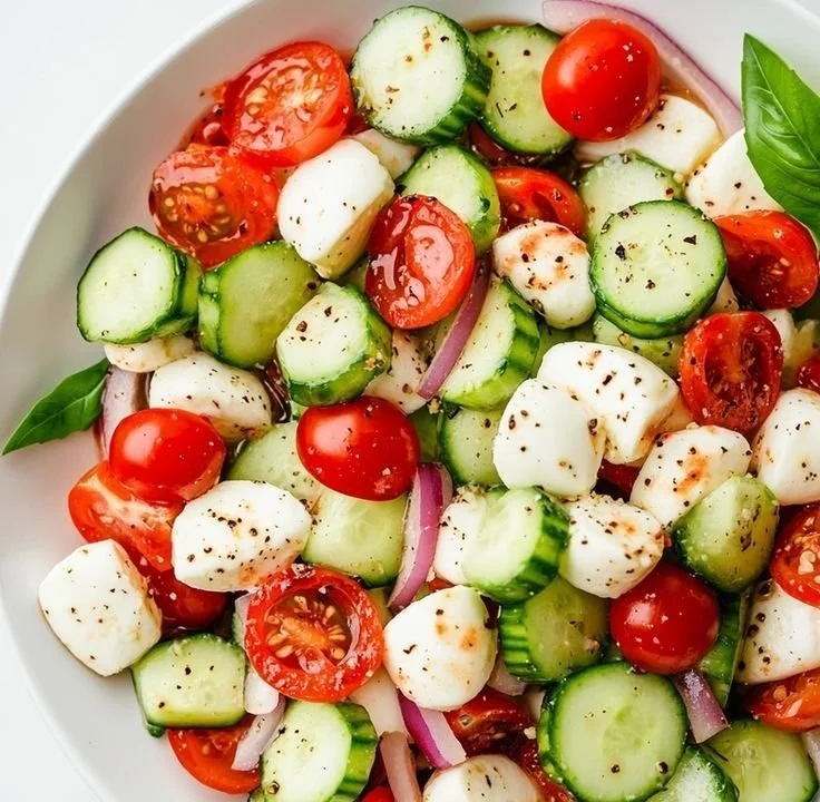 Juicy Cucumber Caprese Salad