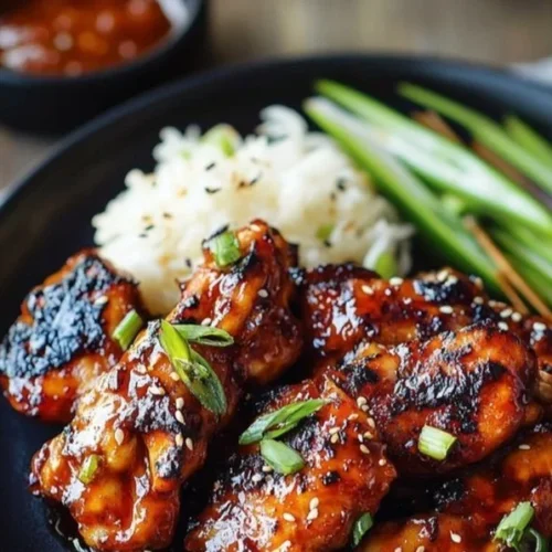Delicious Korean BBQ chicken being grilled on an outdoor barbecue