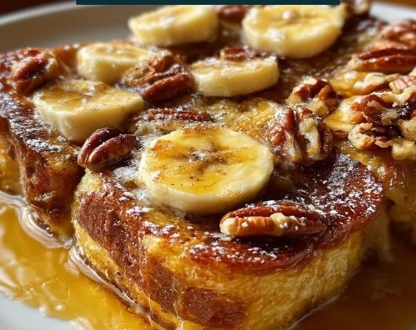 Overnight Baked Banana French Toast Casserole