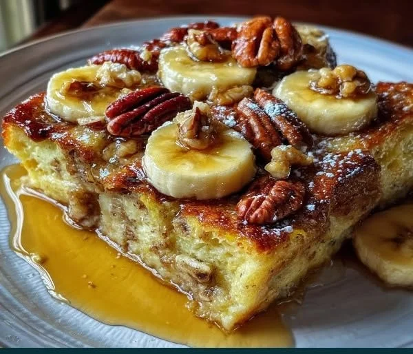 Overnight Baked Banana French Toast Casserole