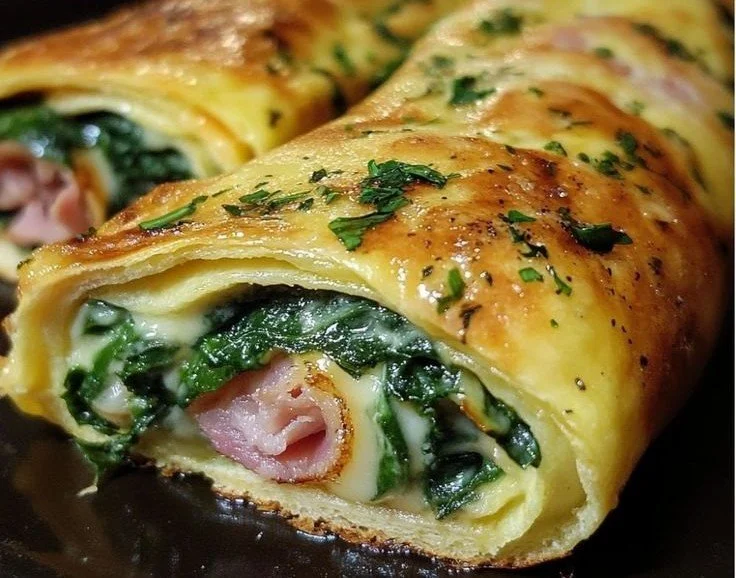 Spinach Ham Breakfast Rolls