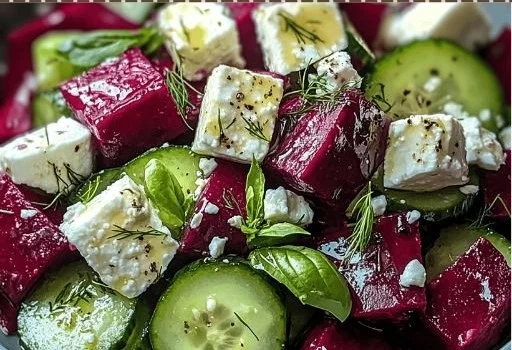 Vibrant Beet Salad with Feta and Cucumbers