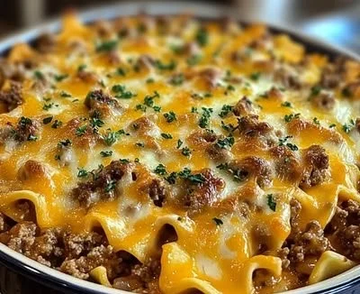 Delicious Poor Man's Husband Casserole served in a warm dish