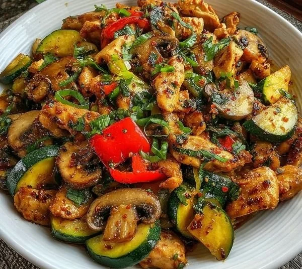 Zucchini Mushroom Chicken Stir Fry
