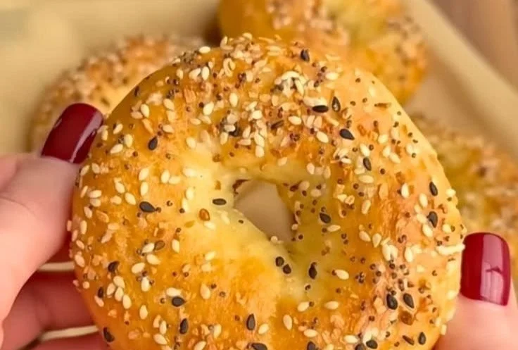 Homemade 2-Ingredient Greek Yogurt Bagels with toppings