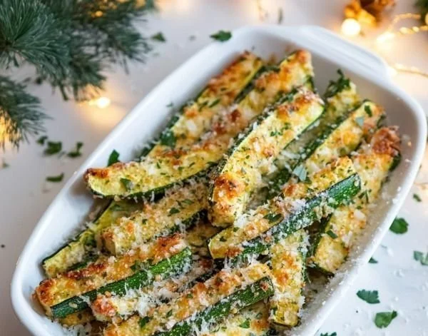 Baked Parmesan Zucchini fresh from the oven, golden and cheesy, ready to serve.