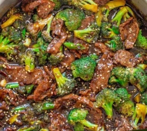 Delicious Beef With Broccoli dish served with rice