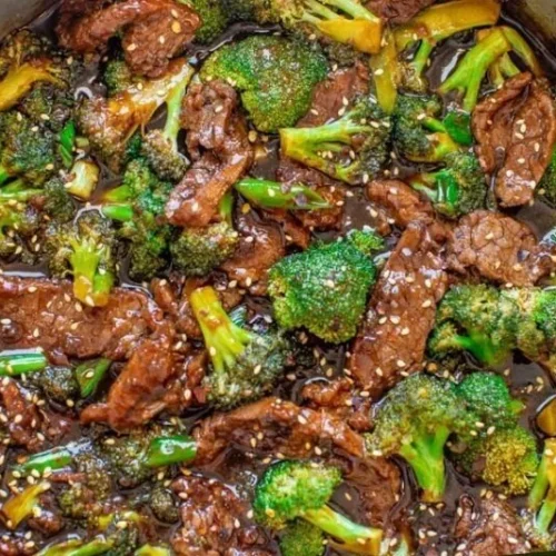 Delicious Beef With Broccoli dish served with rice