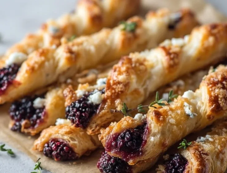 Blackberry Goat Cheese Puff Pastry Twists