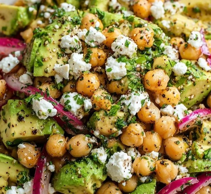 Chickpea Feta Avocado Salad