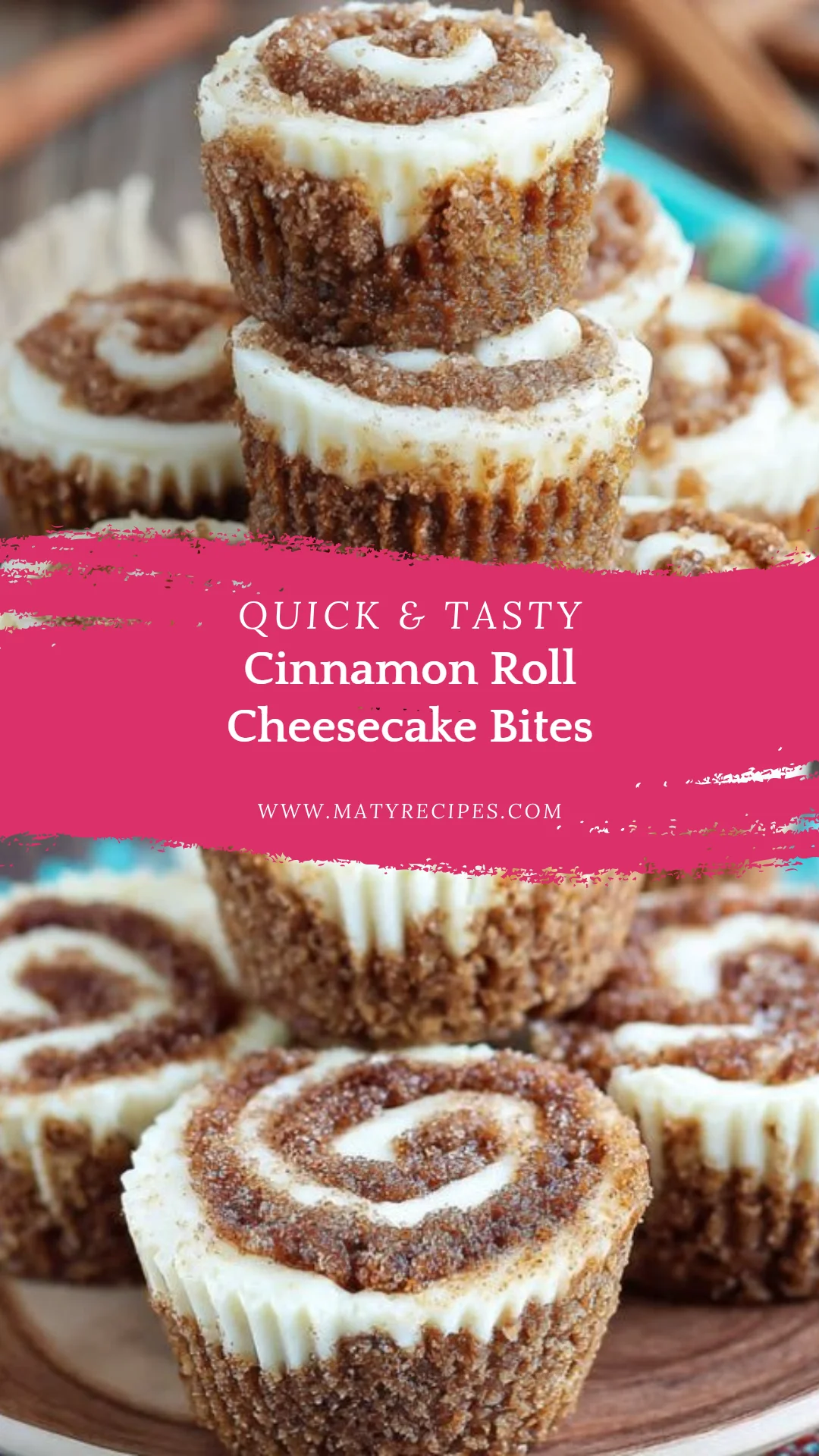Cinnamon Roll Cheesecake Bites