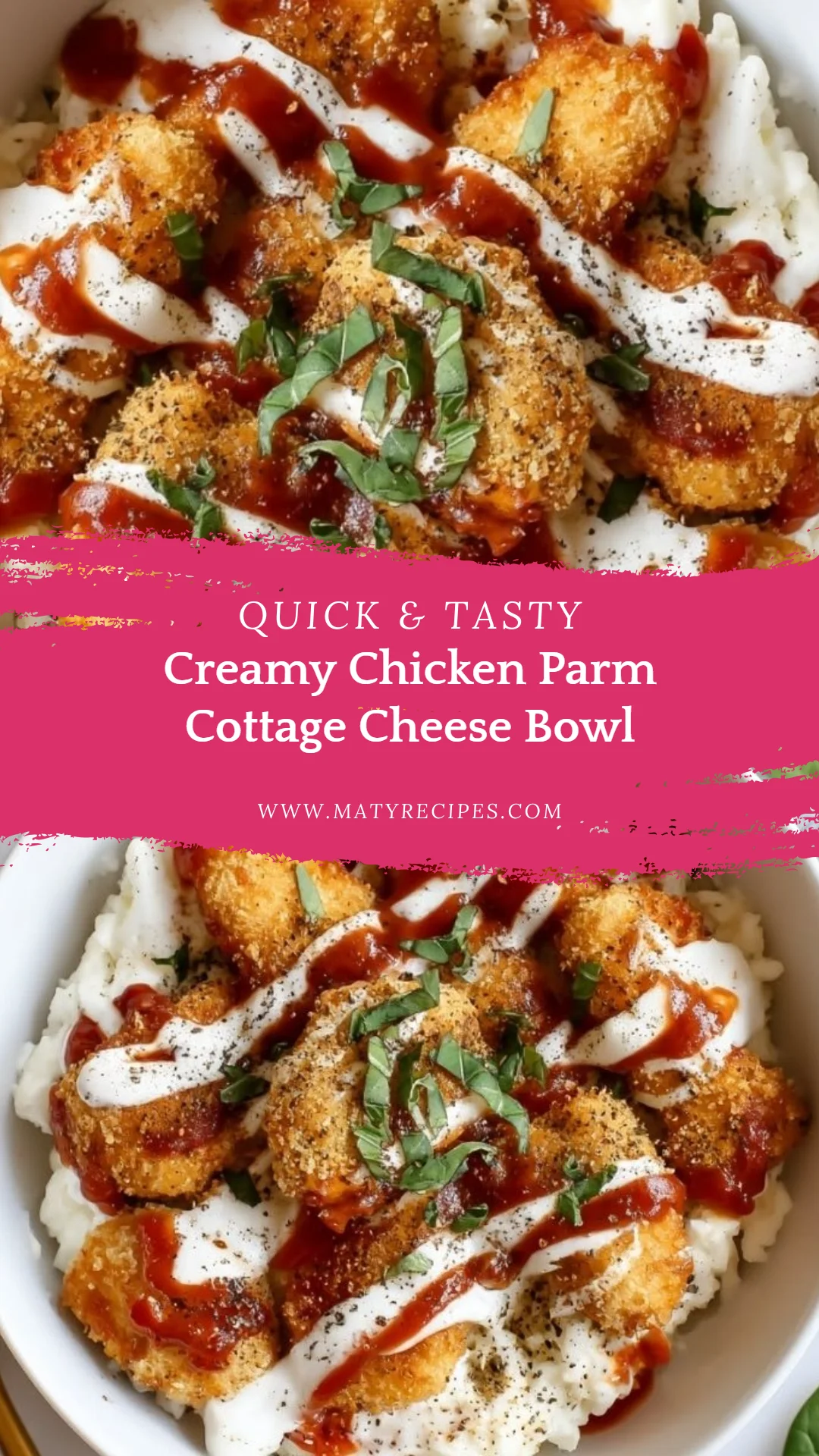 Creamy Chicken Parm Cottage Cheese Bowl
