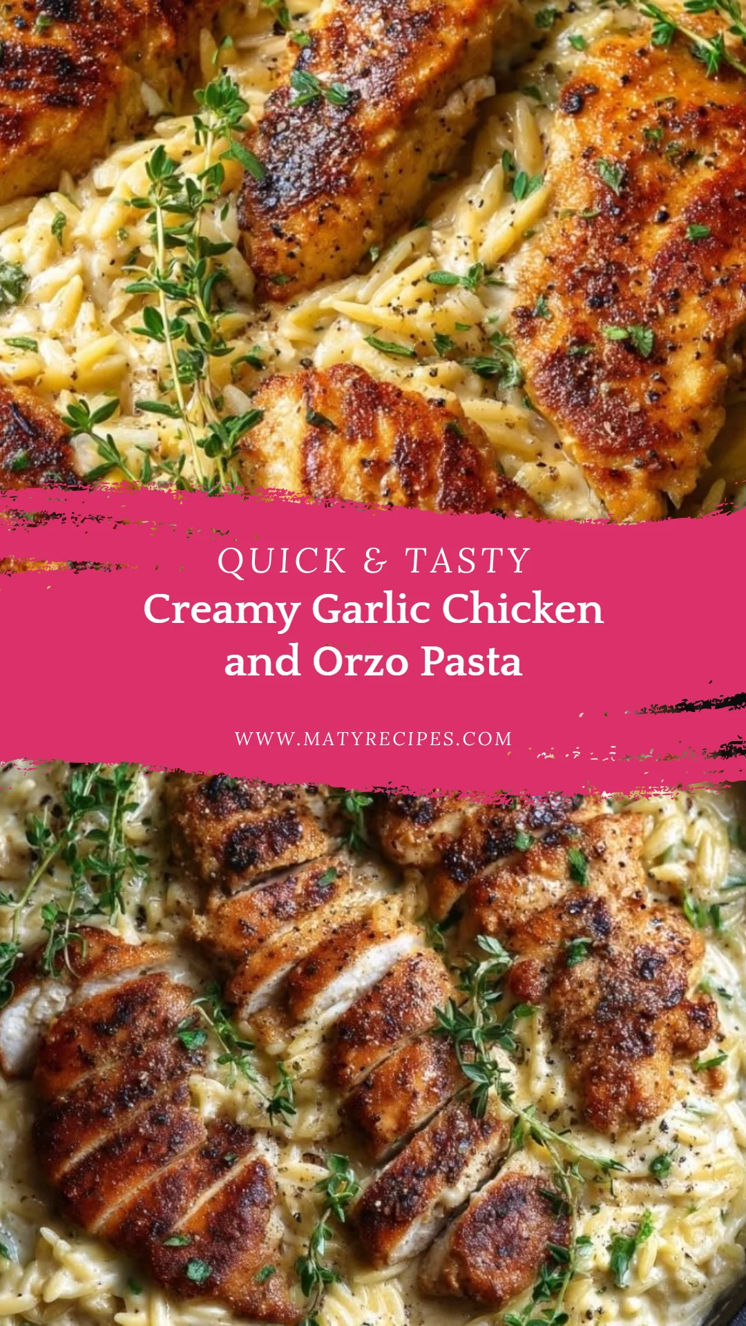 Creamy Garlic Chicken and Orzo Pasta