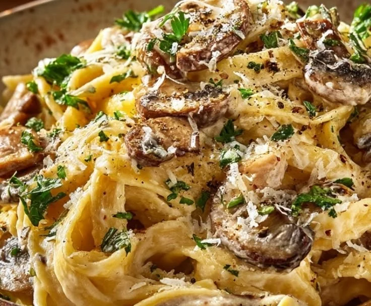 Creamy Mushroom Fettuccine Alfredo