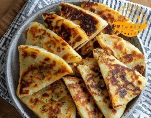 Delicious homemade Irish potato farls on a plate.