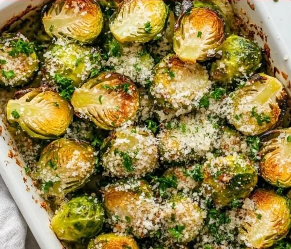 Keto Garlic Parmesan Brussels Sprouts