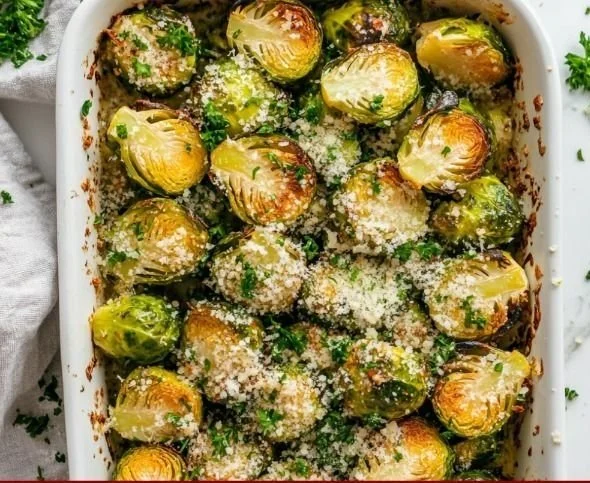 Keto Garlic Parmesan Brussels Sprouts