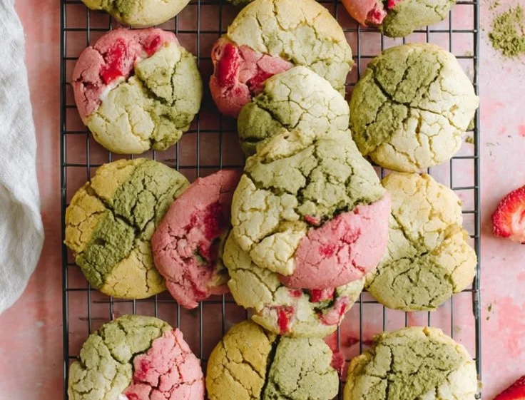 Matcha Strawberry Cookies