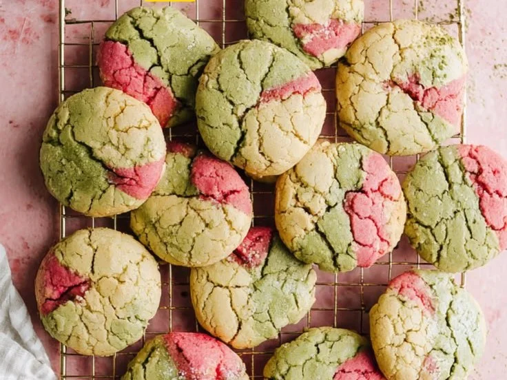 Matcha Strawberry Cookies