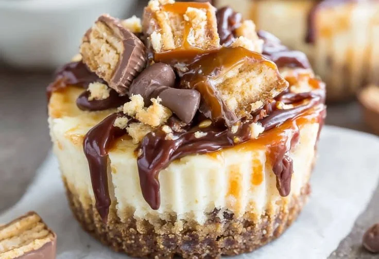 Mini Snickers Cheesecakes