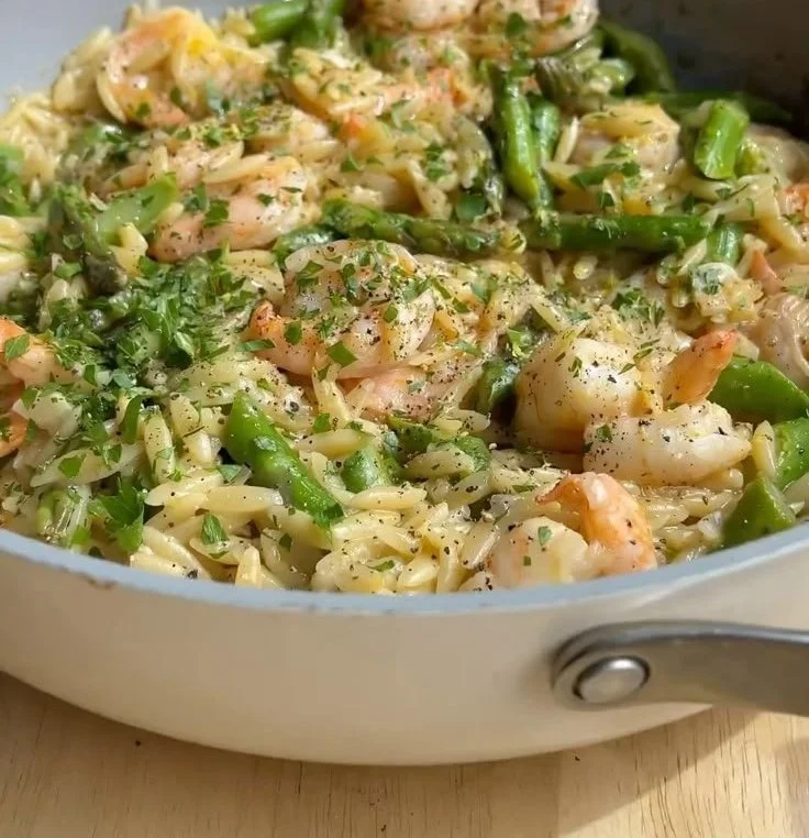 One Pan Lemon Pepper Shrimp Orzo