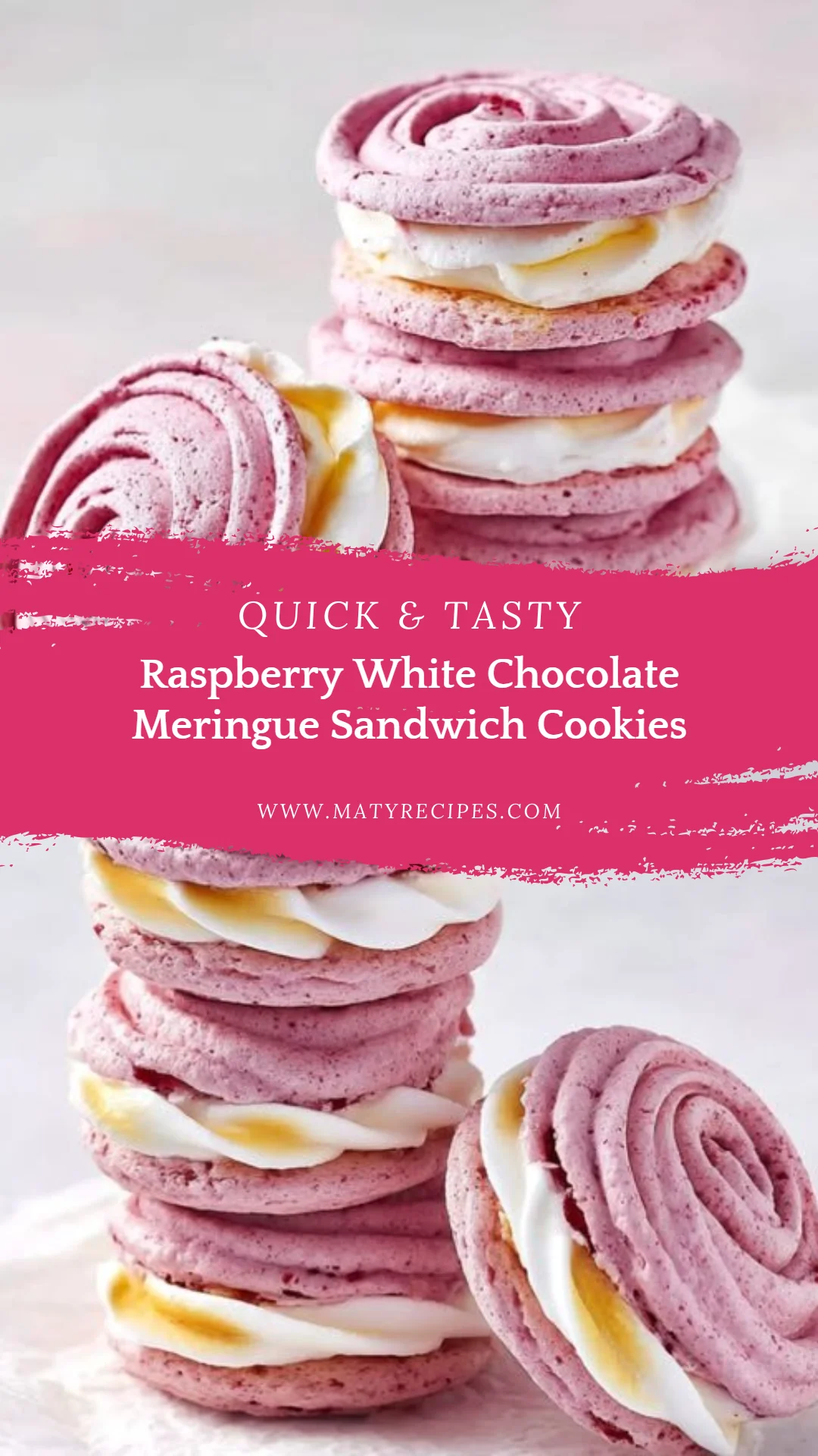 Raspberry White Chocolate Meringue Sandwich Cookies
