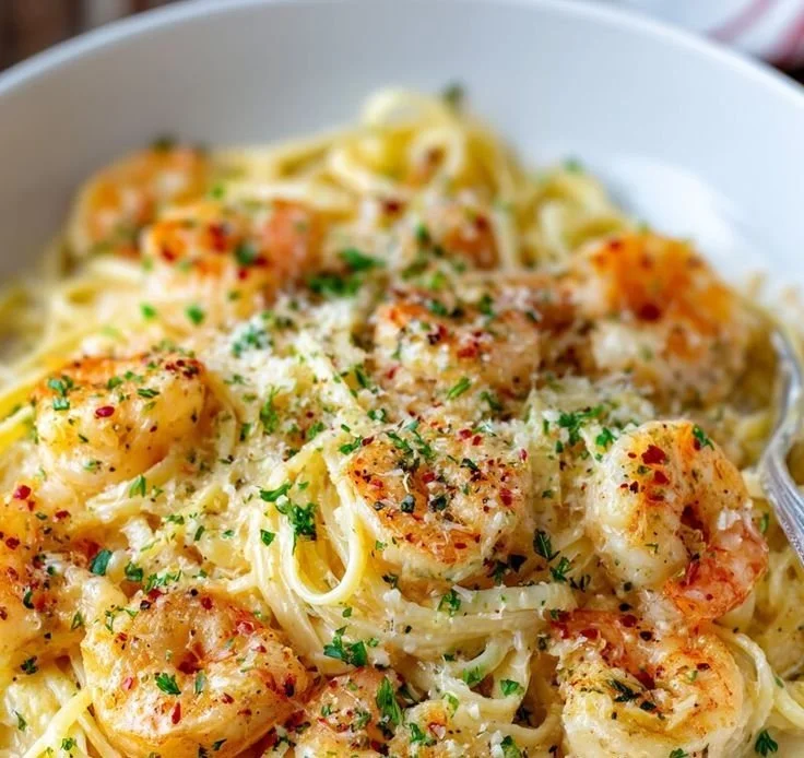Shrimp Scampi Garlic Cream Pasta