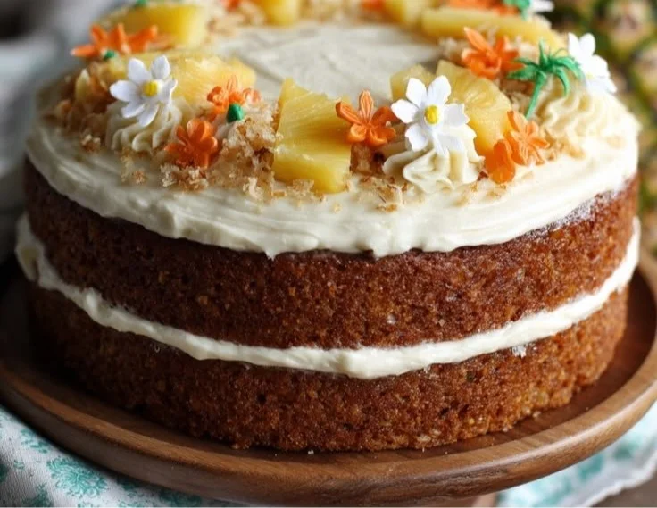Tropical Carrot Cake with Pineapple Cream Cheese Frosting