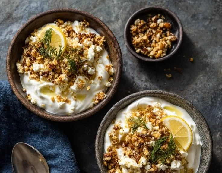 Delicious whipped feta dip served with fresh vegetables and pita bread