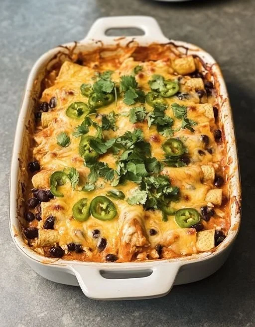 Cheesy Chicken Enchilada Bake