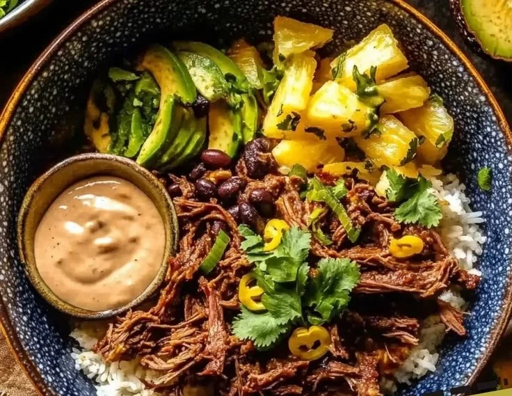Chipotle Pineapple Pot Roast served with vegetables, showcasing a delicious recipe.