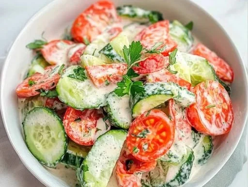 Creamy Cucumber and Tomato Salad