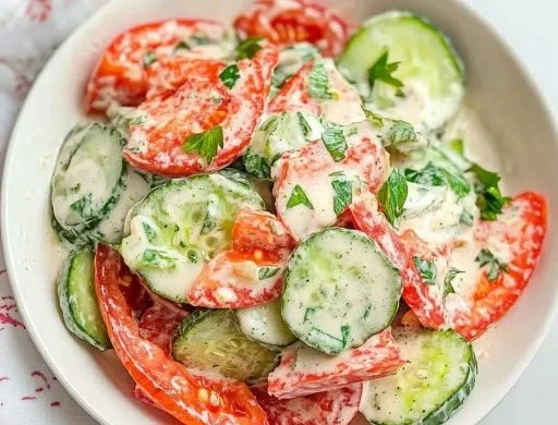 Creamy Cucumber and Tomato Salad