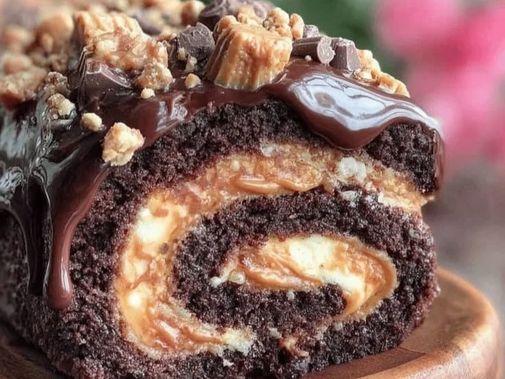 Decadent Peanut Butter Cup Chocolate Roll Recipe