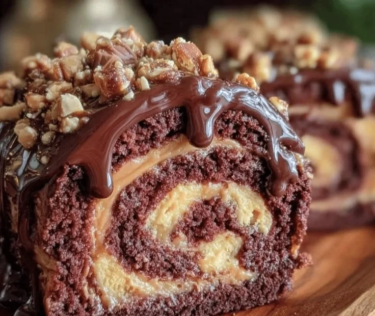 Decadent Peanut Butter Cup Chocolate Roll Recipe
