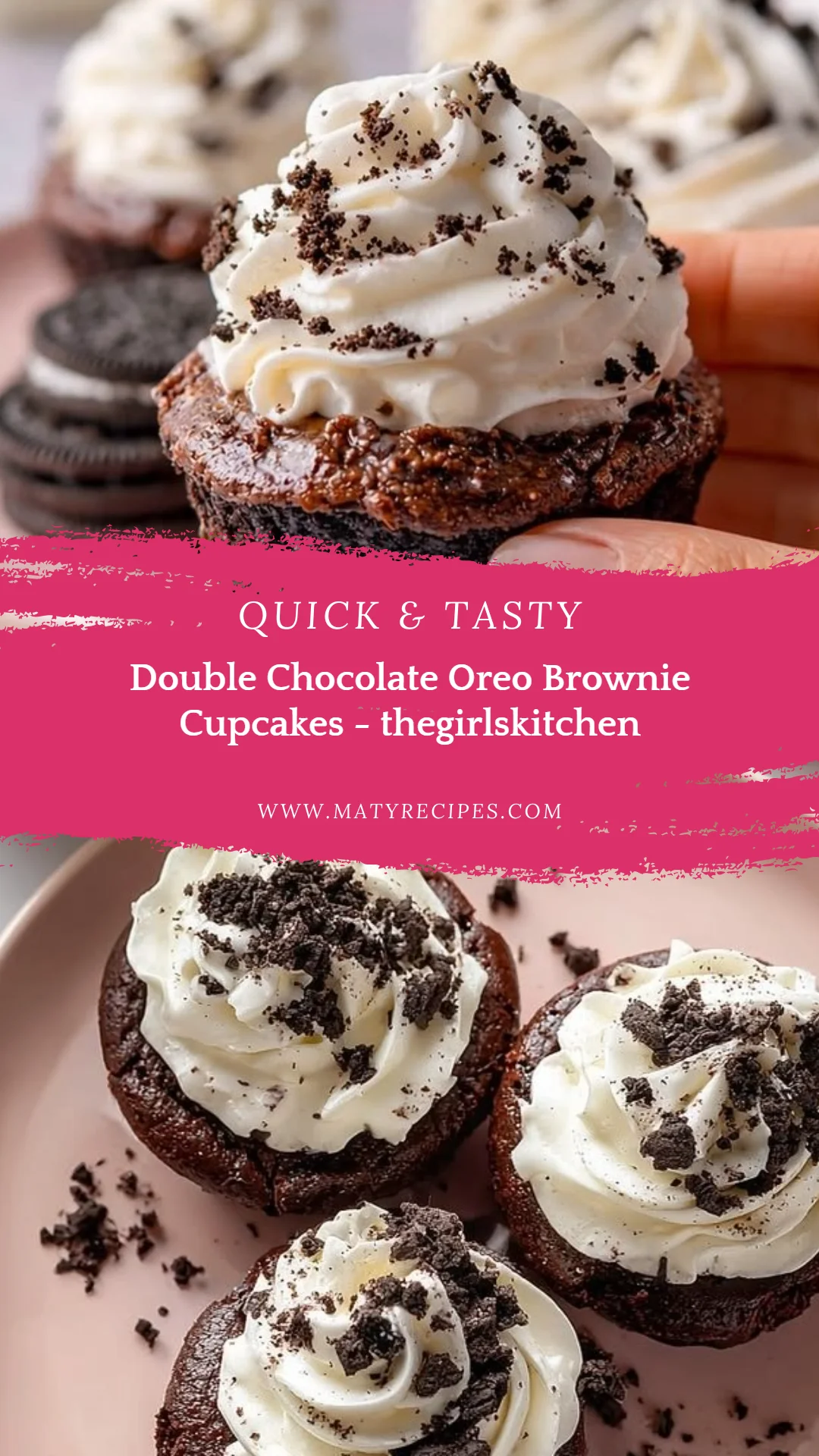 Double Chocolate Oreo Brownie Cupcakes - thegirlskitchen