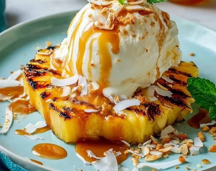 Easy Grilled Pineapple with Ice Cream